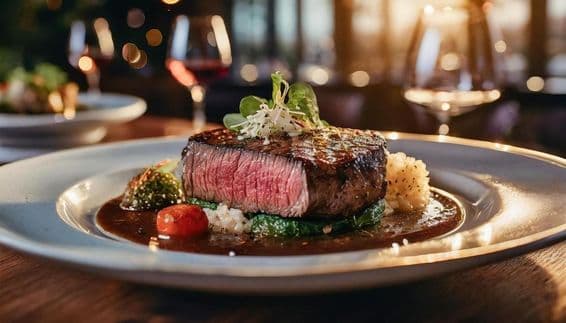 Un steak moyen magnifiquement présenté.