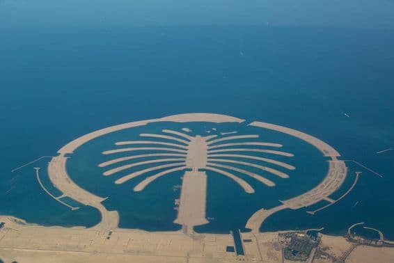 Île artificielle Palm Jebel Ali à Dubaï.