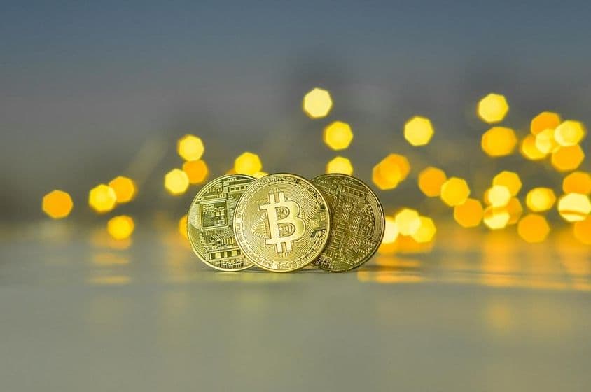 Pièces d'or de Bitcoin.