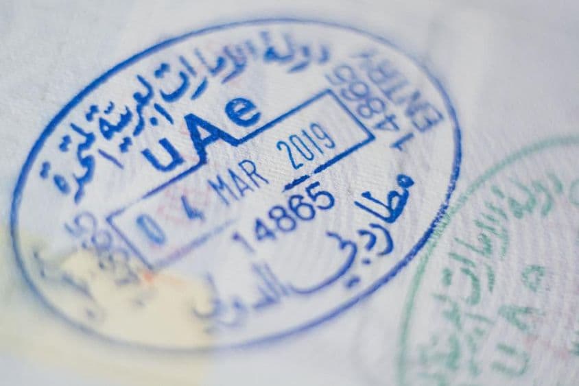 Timbre d'entrée pour inspection douanière aux Émirats Arabes Unis.