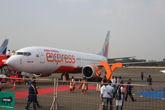 Avion AirIndia Express à l'exposition Wings India.