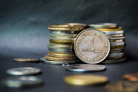 Pièces de monnaie aux Émirats Arabes Unis.