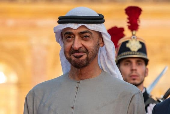 Le Président des Émirats Arabes Unis, Mohamed bin Zayed Al Nahyan.