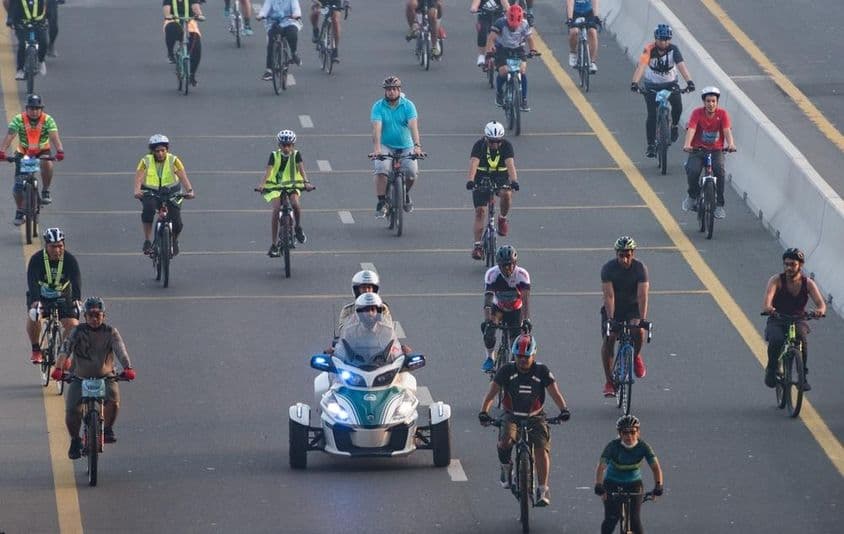 Course cycliste à Dubaï.