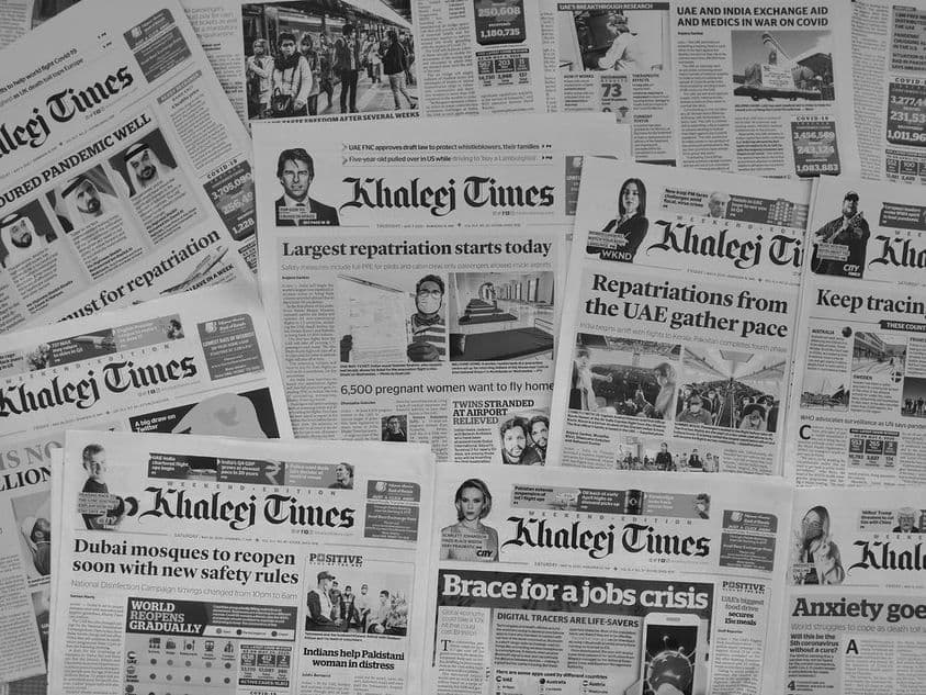 Journaux à Dubaï, mai 2020.