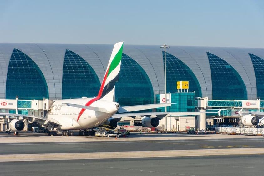 La flotte d'avions de Emirates Airlines à l'aéroport international de Dubaï.
