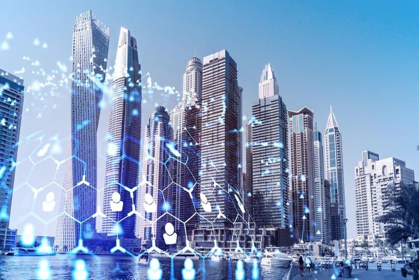 Gratte-ciels dans le centre d'affaires de Dubaï.