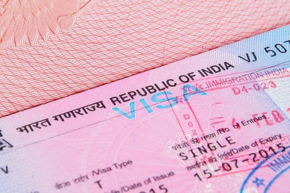 Visa touristique indien dans un passeport.