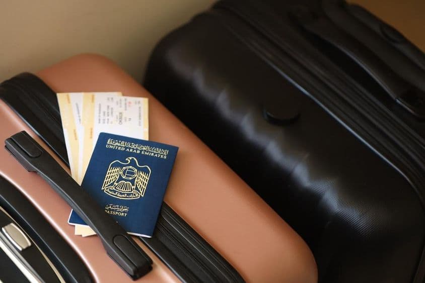 Émirats arabes unis, passeport avec tampons.