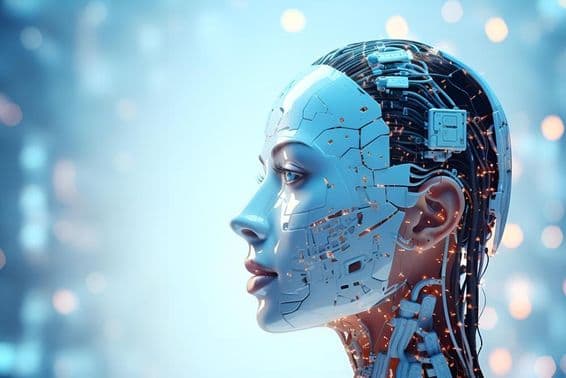 Robot conçu avec complexité, alimenté par intelligence artificielle.