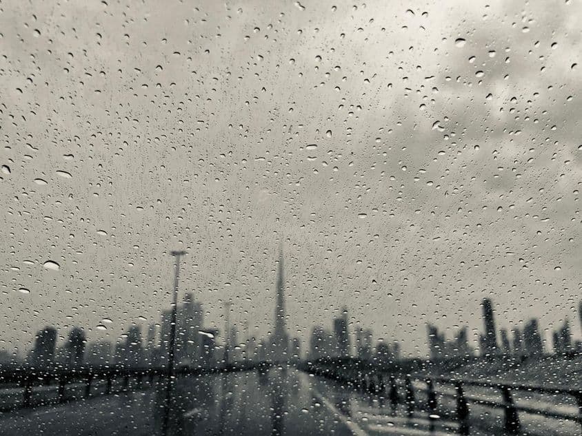 Pluie à Dubaï, Émirats arabes unis.