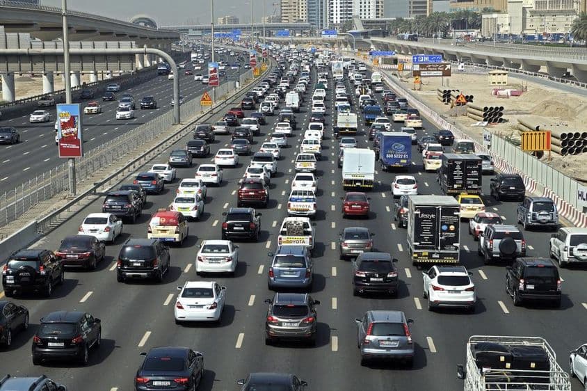 Embouteillage sur la route Sheikh Zayed à Dubaï.
