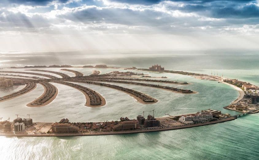 Île Palm Jumeirah à Dubaï, Émirats Arabes Unis.