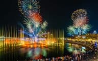 Palm Jumeirah, feux d'artifice à Dubaï.