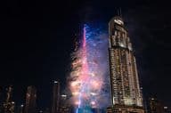 Feux d'artifice au Burj Khalifa à Dubaï