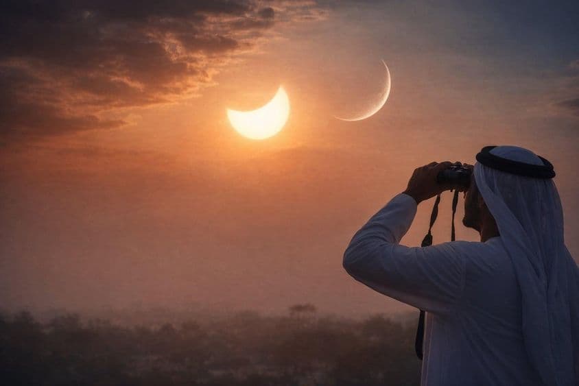 Observation dangereuse du croissant lunaire.