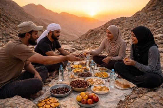 Iftar au coucher du soleil dans le silence des montagnes