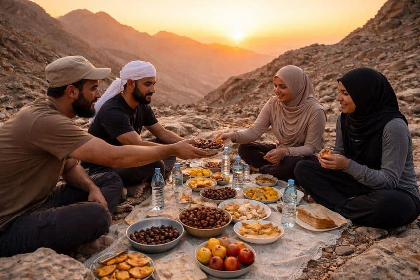 Iftar au coucher du soleil dans le silence des montagnes
