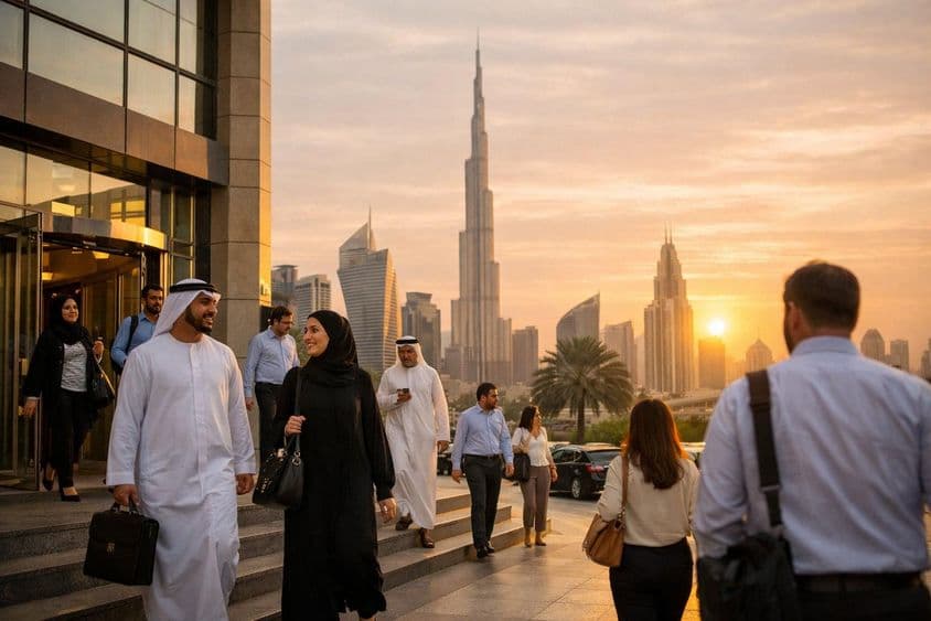 Un navetteur rentrant chez lui après le travail de bureau au coucher du soleil.