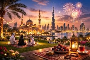 Célébration de l'Eid skyline de Dubaï
