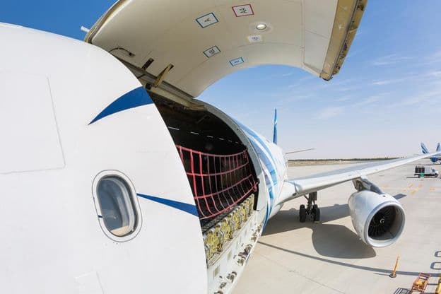 Avion cargo prêt pour le chargement de fret à Dubaï