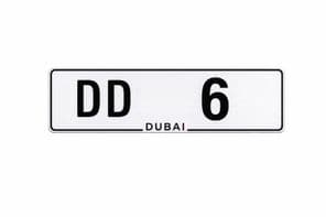 Plaque d'immatriculation DD 6 de Dubaï