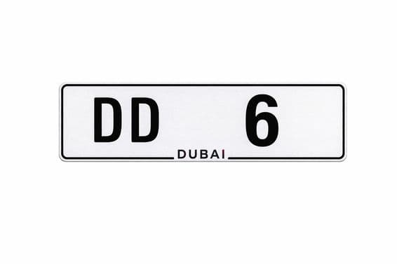 Plaque d'immatriculation DD 6 de Dubaï