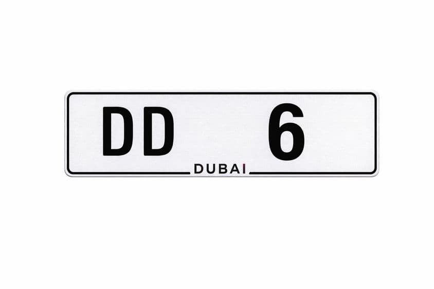 Plaque d'immatriculation DD 6 de Dubaï