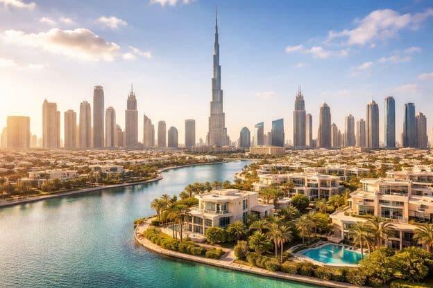 Vue panoramique de l'immobilier de luxe à Dubaï