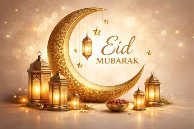 Lanternes en croissant de lune festive dorée