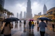 Orage parmi les gratte-ciels de Dubaï
