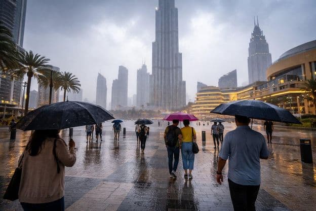 Orage parmi les gratte-ciels de Dubaï