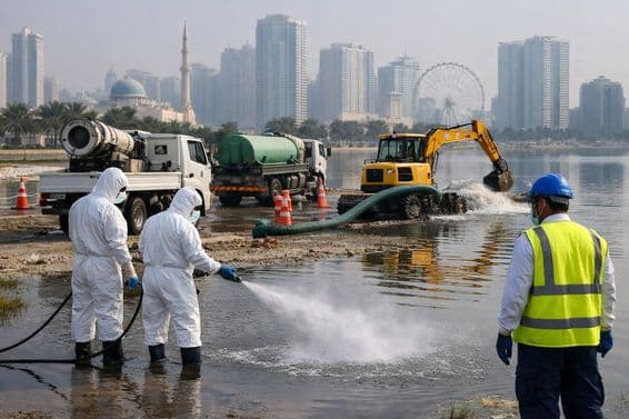 Opération de désinfection après la pluie