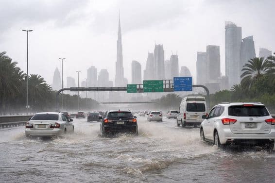 Routes de Dubaï après la pluie