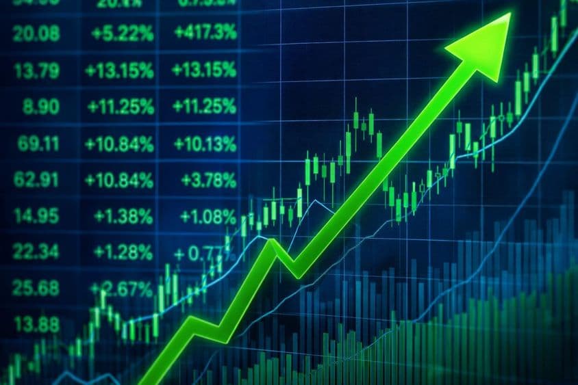 Graphique de tendance boursière en hausse