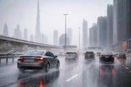 Freinage sous la pluie sur les routes de Dubaï