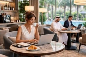 Atmosphère moderne d'environnement de travail à l'hôtel