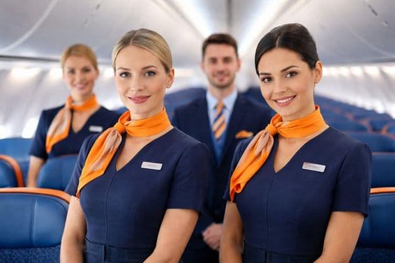Hôtesses de l'air souriantes à bord