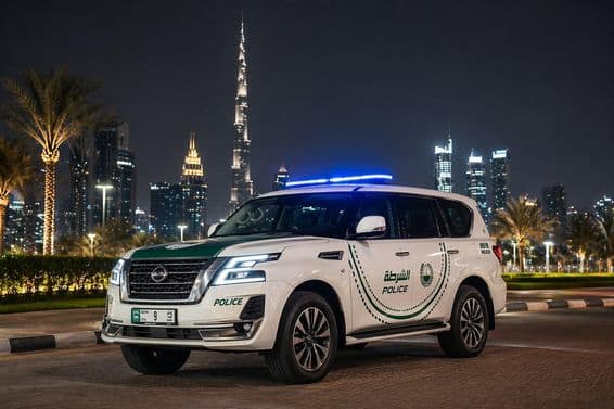 Voiture de police de Dubaï de nuit
