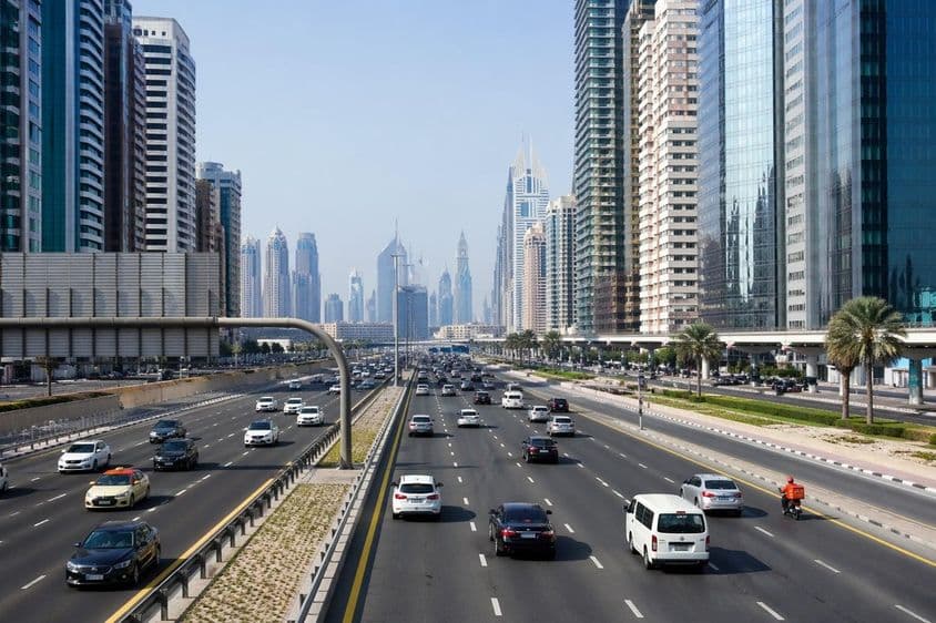 Trafic d'autoroute urbaine moderne