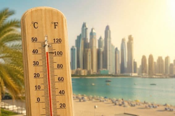 Chaleur extrême sur la plage de Dubaï
