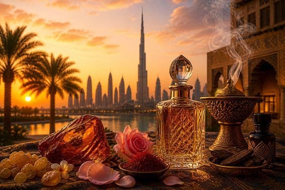 Dubaï coucher de soleil doré parfumé