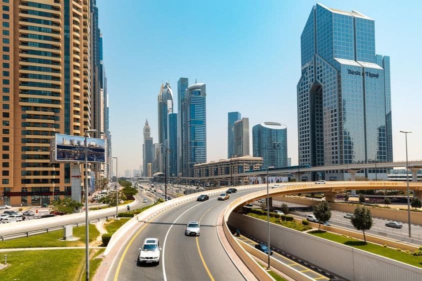 Vue de Sheikh Zayed Road avec gratte-ciels.