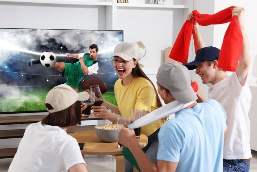 Des fans de football regardant un match de football