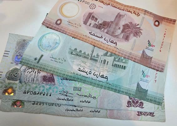 Billets de banque en papier Dirham émirati